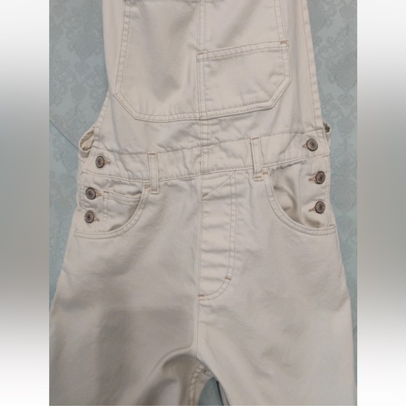 We The Free Cream Overalls with Metal Buckle